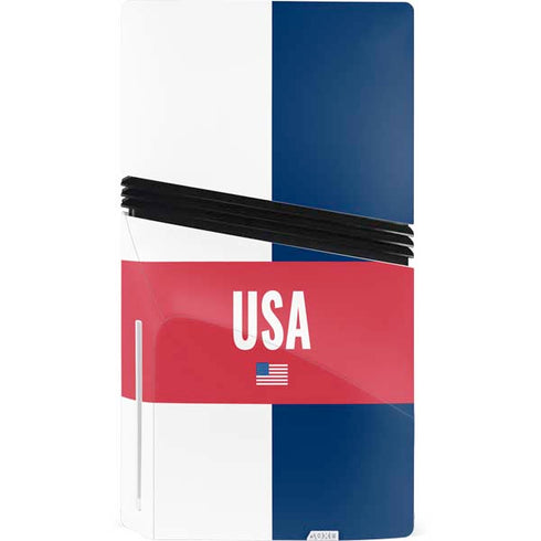 USA Flag Color Block PS5 Pro Disk Console Skin